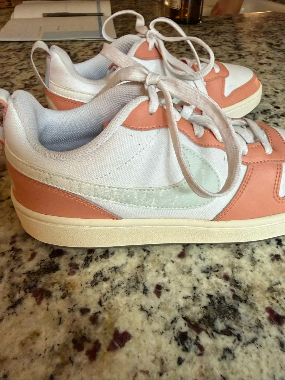 Nike Court Borough Low 2.0 SE Kids Sneakers White and Coral Pink Accent